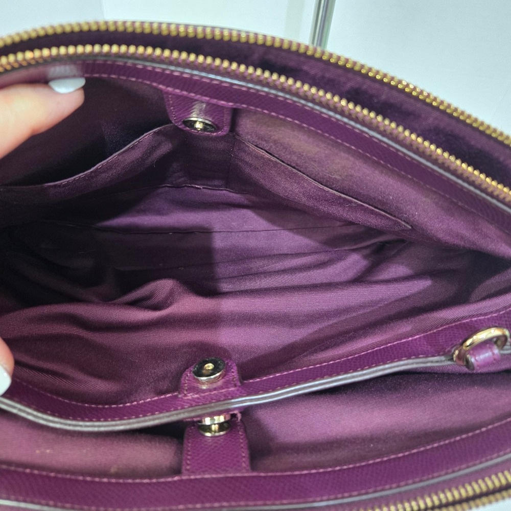 Coach Lillie Carryall Women Large Purple Leather Tote - Picture 10 of 14